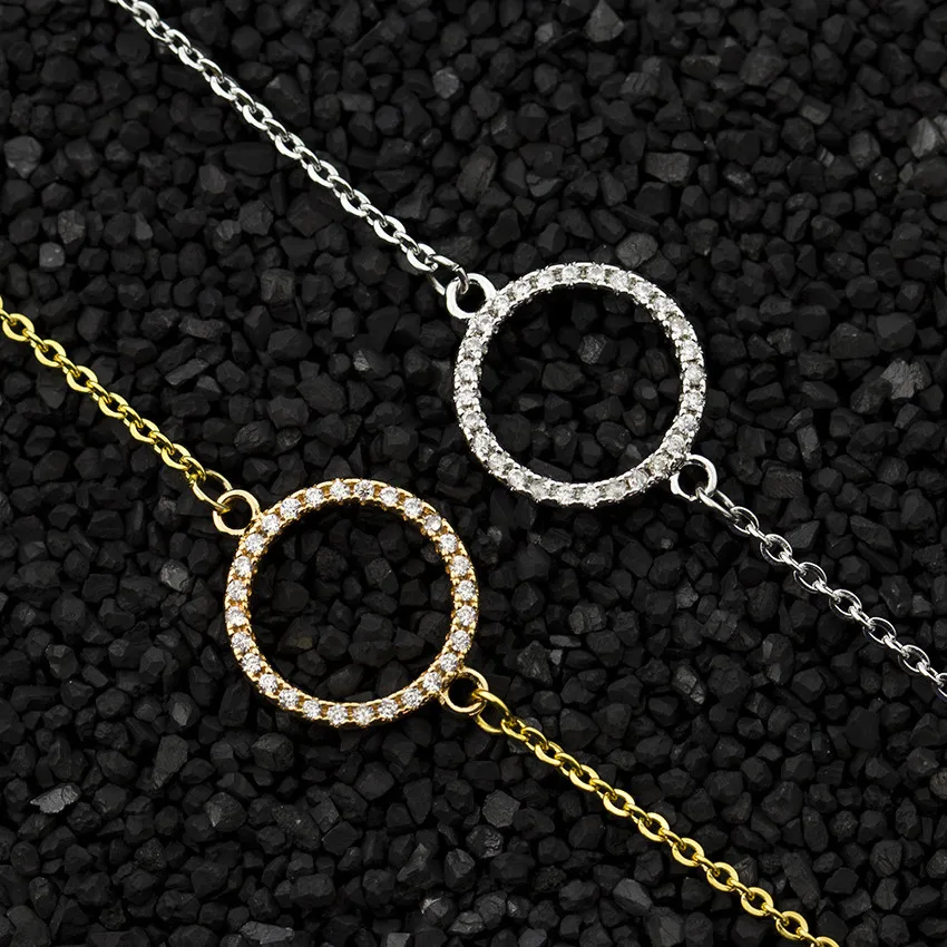 

Minimalist Circle Zircon Bracelet Simple Fashion Geometric Elements Men and Women Jewelry Anniversary Holiday Gift 13mm*13mm