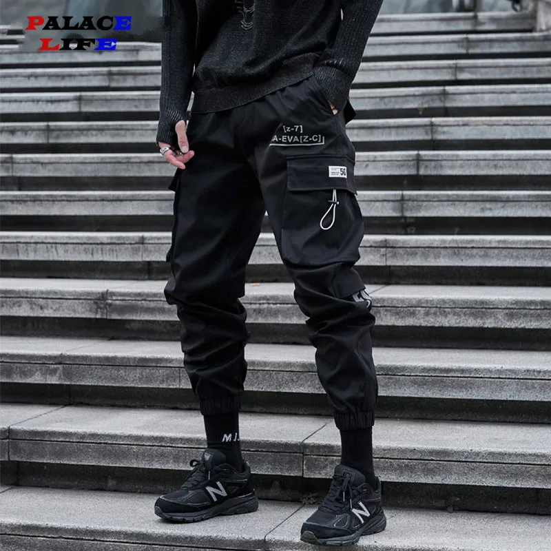 Брюки-карго мужские в стиле хип-хоп модные штаны-султанки Харадзюку уличная