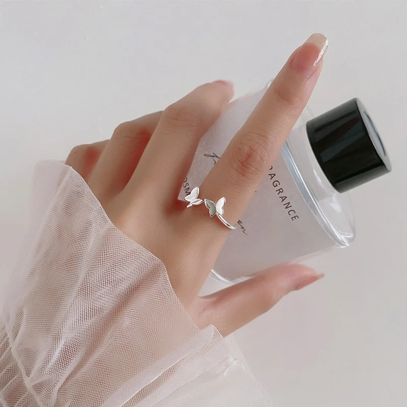 

Реальные 925 браслеты бабочки из серебра высшей пробы Бабочка циркон Регулируемые кольца для Модные женские вечерние ювелирные украшения в ...