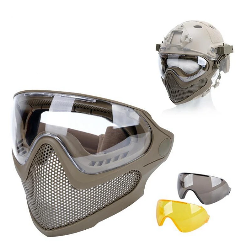 Тактическое оборудование для стрельбы, пейнтбольная маска для страйкбола, защитные противотуманные очки, маска на все лицо с черными/желты... от AliExpress RU&CIS NEW
