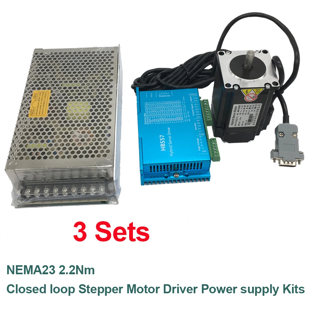 3X NEMA23 57 мм 2 нм DC24 60V закрытый цикл шаговый двигатель кодирующий кабель 3 м источник