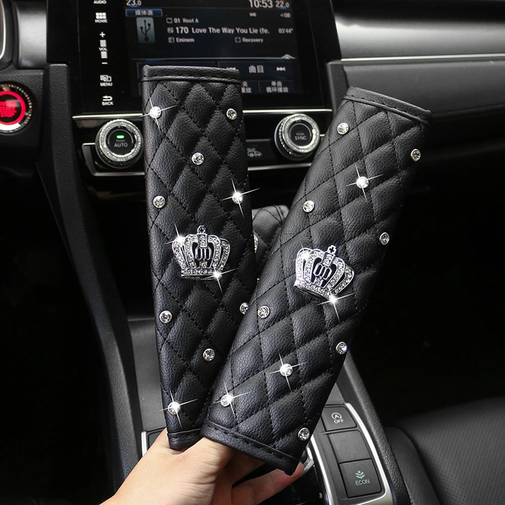 

Universal Luxury Car Gear Shift Knob Cover + Car Hand Brake Cover+Car Seat Belt Shoulder Pads Bling Car Assessoires for Girls