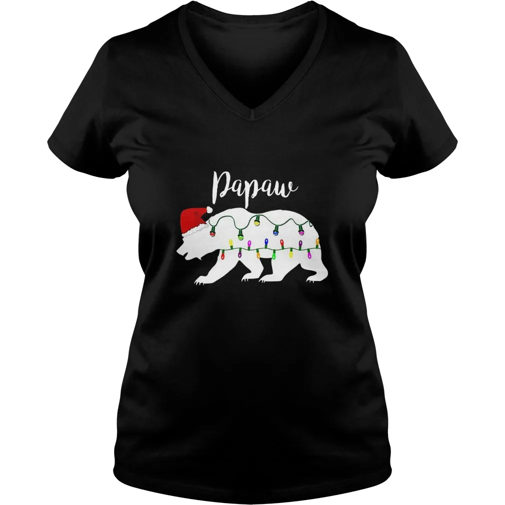 

2019 First Christmas with My Bear Papaw Women's V-Neck T Shirt