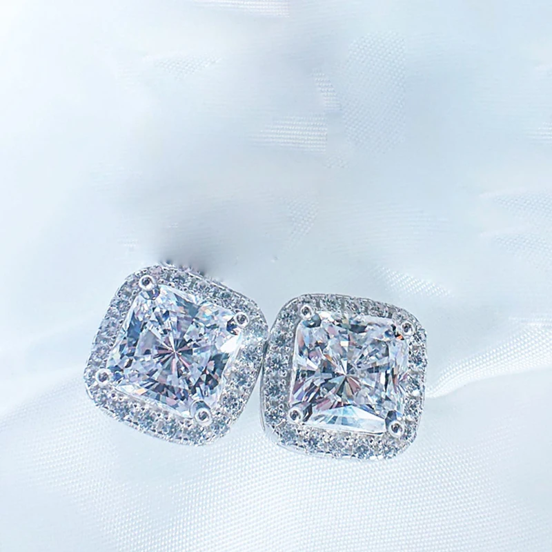 

Knobspin 100% 925 Sterling Silver Wedding Stud Earrings For Women Sparkling High Carbon Diamond Party Fine Jewelry Gift