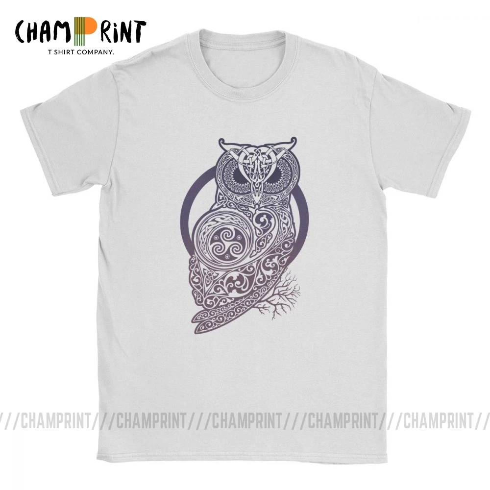 Celtic Owl Viking Valhalla Odin T Shirt Men Classic Tops Short Sleeve Vintage T-Shirts Round Neck Cotton Tees Plus Size |