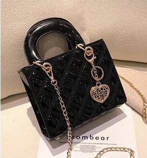 Small Black Роскошные сумки женские дизайнерские сумки через плечо от известного бренда сетчатые сумки через плечо для женщин Дамская лакированная кожаная сумка-мессенджер - Цвет: Small Black