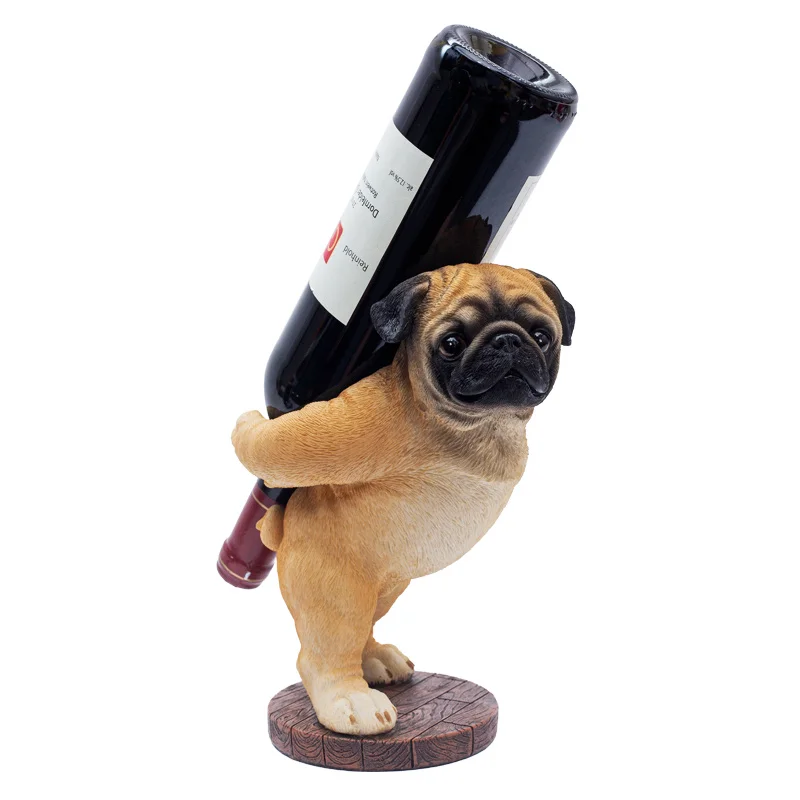 

Pug Resin Vertical Chef Wine Rack Dining-Table Bar Living Room Decorations Wine Bottle Holder Nordic Household Goods Accessories