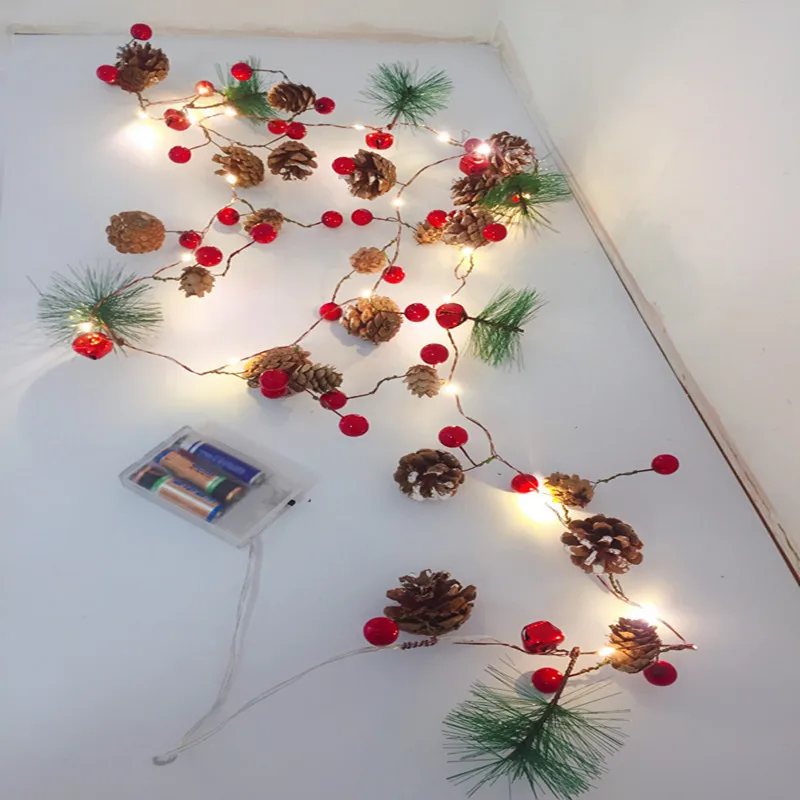 2 м 20LED медный провод Светильник сосновый конус игольчатый струнный светильник s