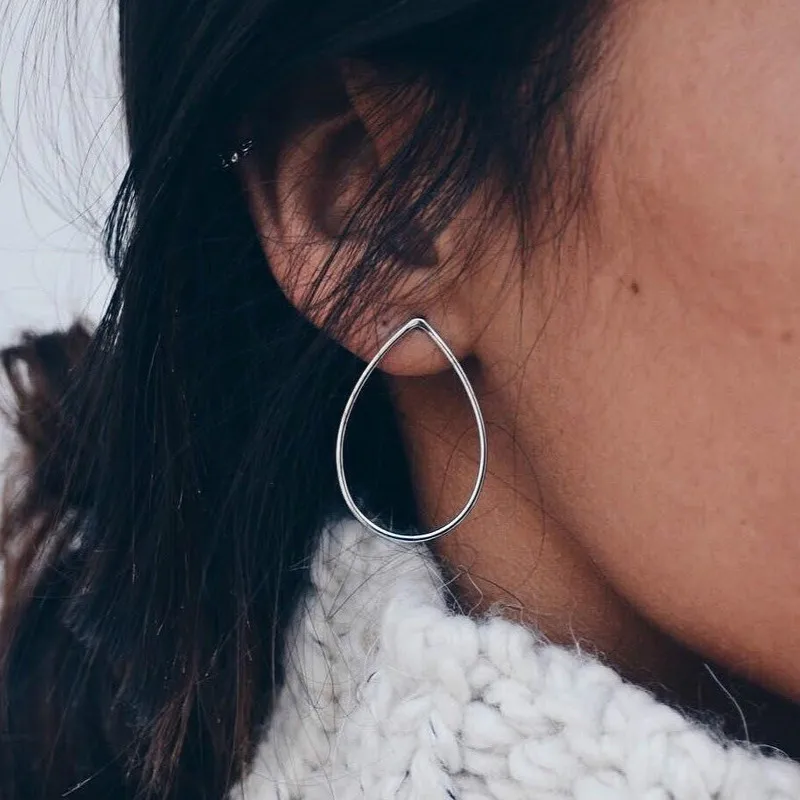 Овальные круглые серьги простые женские модные медные в форме