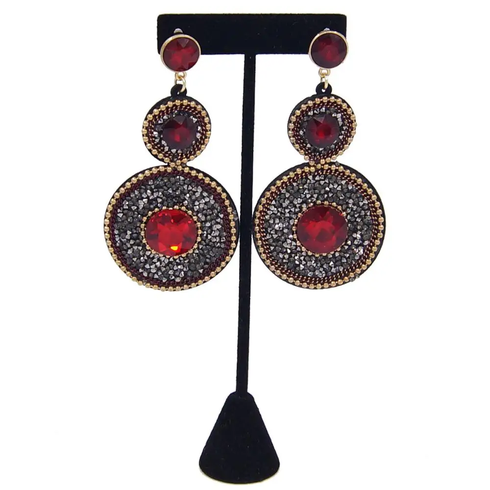 Yulaili новые модные серьги с кристаллами Стразы красный розовый цвет круглой формы серьги для женщин ювелирные аксессуары Bijoux