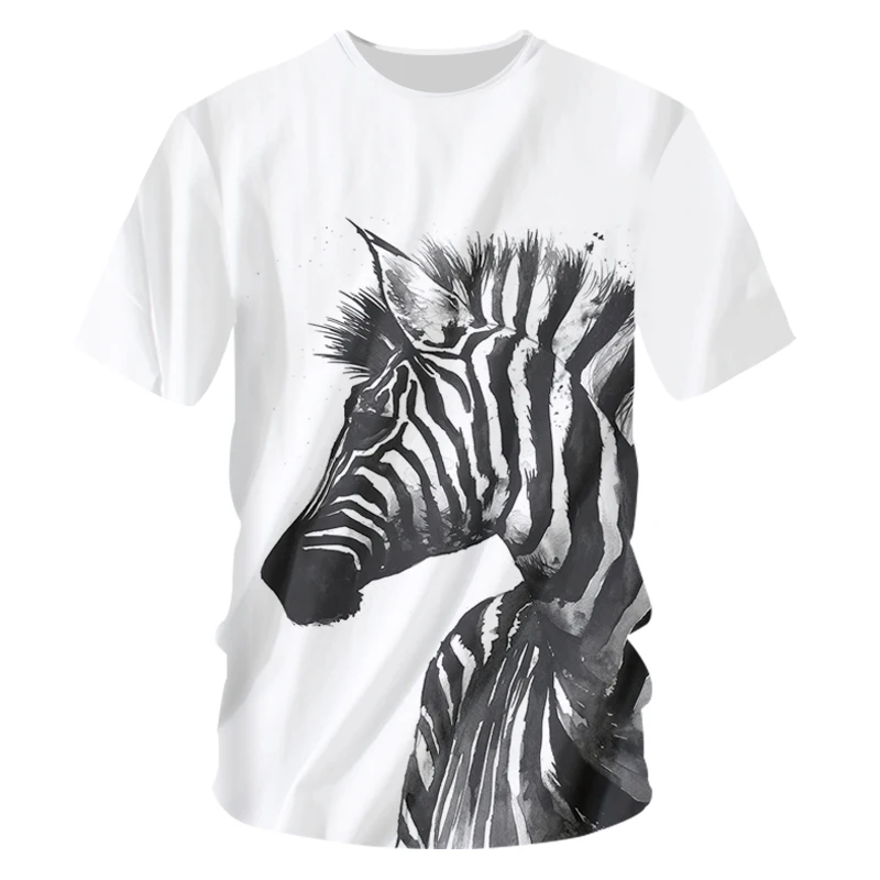 

Футболка IFPD американского размера с принтом зебры и круглым вырезом, футболка большого размера для отдыха с 3D принтом, свободные футболки д...