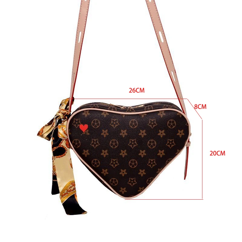 

Brand Designer Women Messenger Bag Satchel Leather Floar Crossbody Bags Luxury Small Handbag Ladies Heart-Shape Shoulder Bag