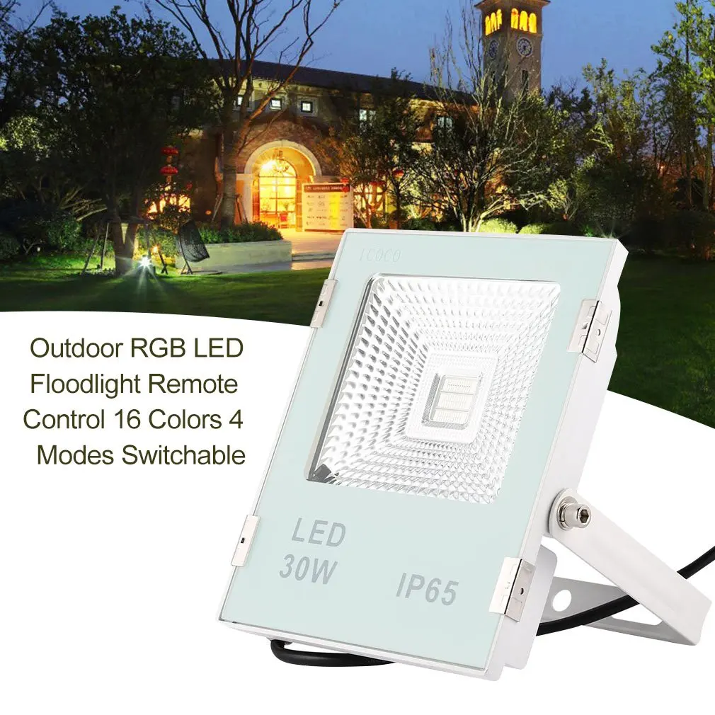 

ICOCO Outdoor RGB LED Floodlight Remote Control 16 Colors 4 Modes Switchable Waterproof for Roads Garden Bridges Billboard