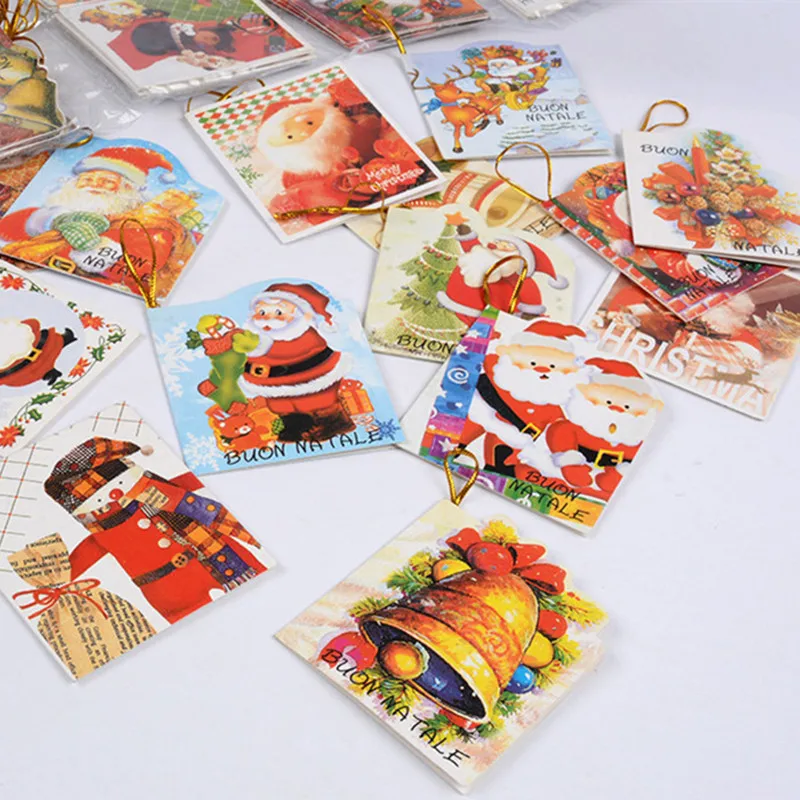 12 шт. Новогодние поздравительные Мини-открытки Санта-Клаус | Дом и сад