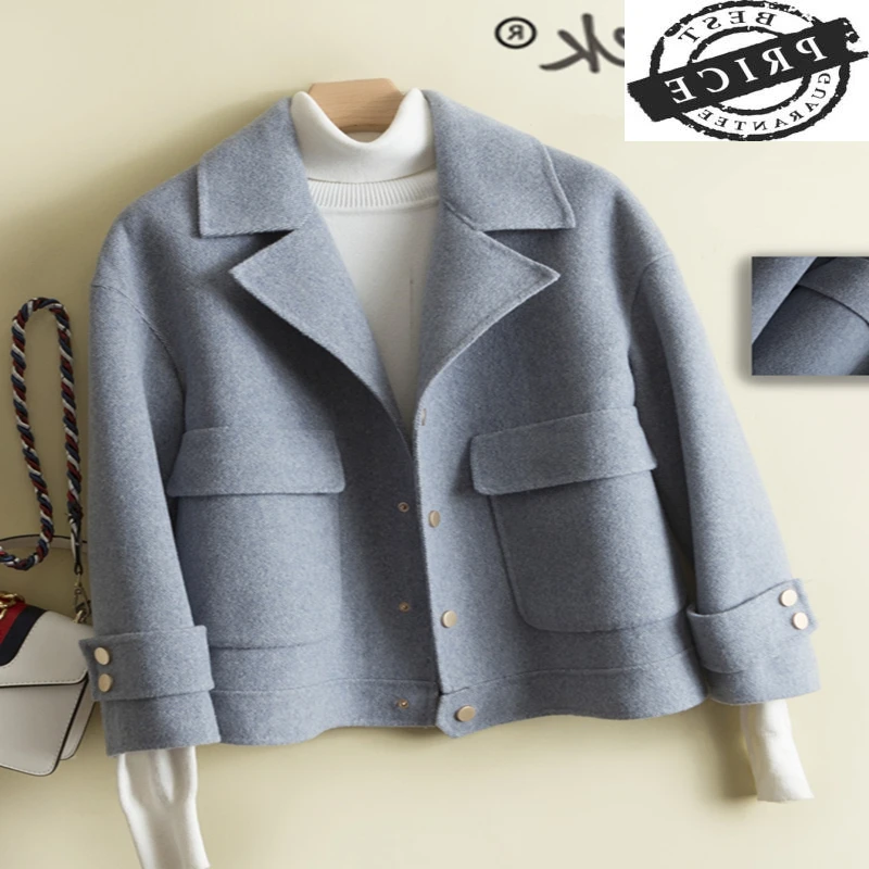 

Winter Coat Elegant Female 100% Wool Coat Women Autumn Clothes 2021 Korean Ladies Short Cashmere Woolen Jacket Hiver SqmU