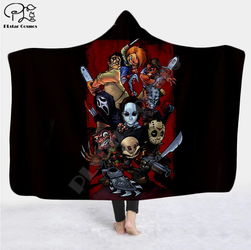Одеяло с капюшоном для мужчин и женщин одеяло 3D-принтом из фильма ужасов