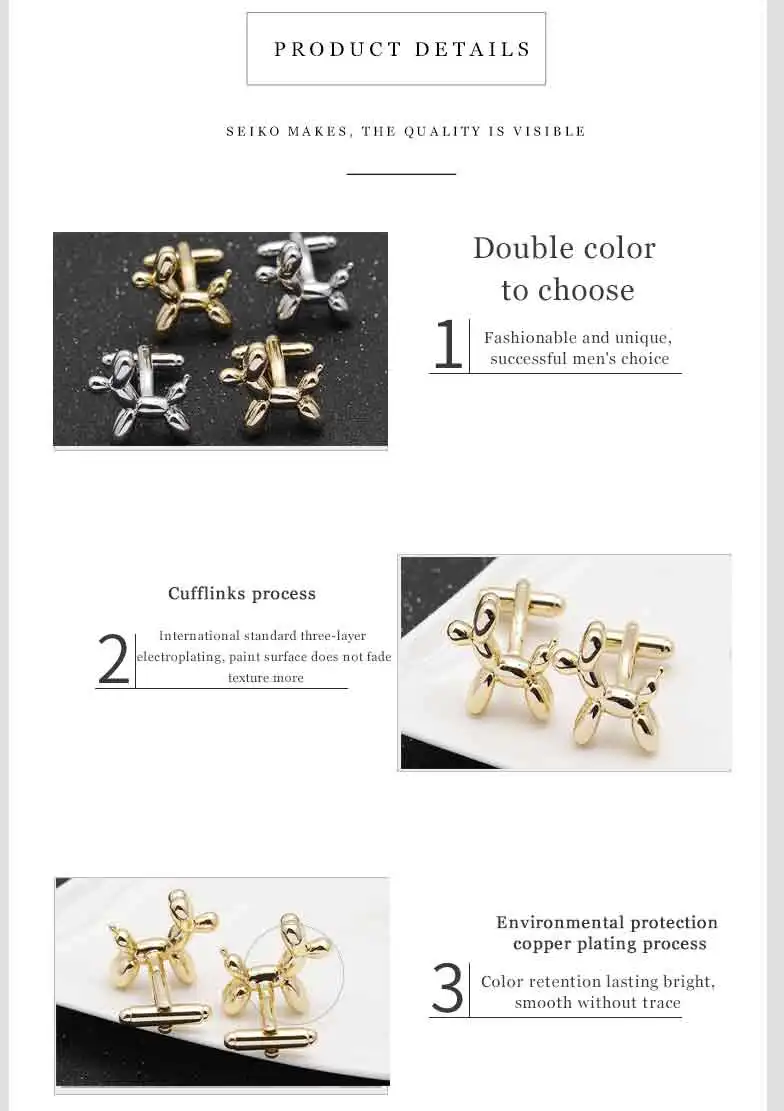 Fashionable Silver High-end material balloon dog cufflinks wholesale cufflinks cuff nails French shirt
