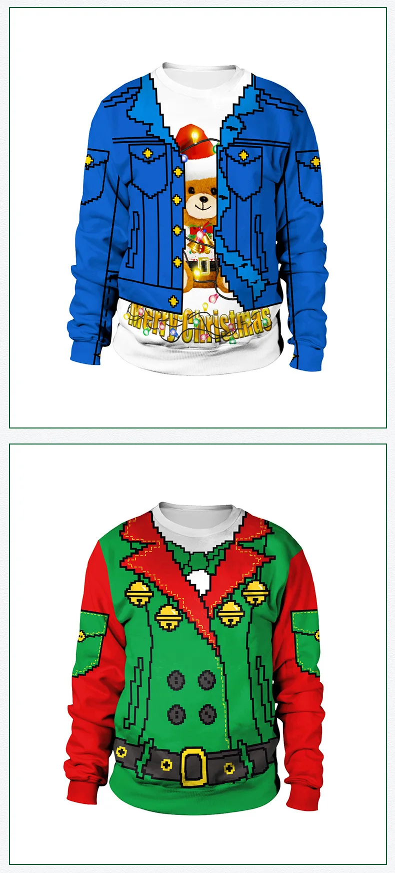 New listing Christmas Sweaters Stylish Unisex Men Women Santa Claus Ugly Christmas Sweater Novelty Sexy RED Retro Sweater