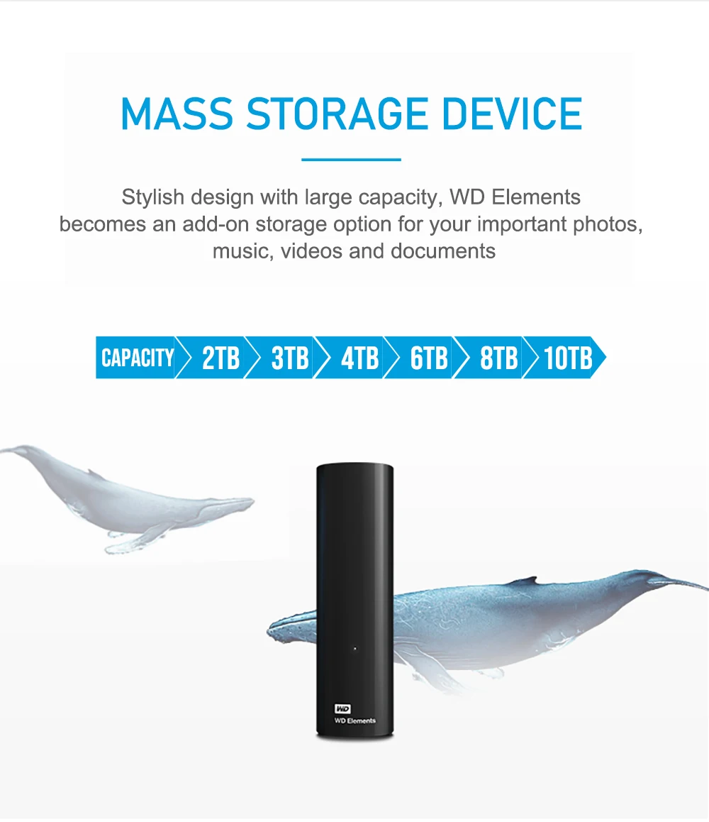 Western Digital 3 ТБ 4 ТБ 6 ТБ 8 ТБ 10 ТБ элементы настольного жесткого диска USB 3,0 disco duro externo 4 ТБ WDBWLG0080HBK-NESN