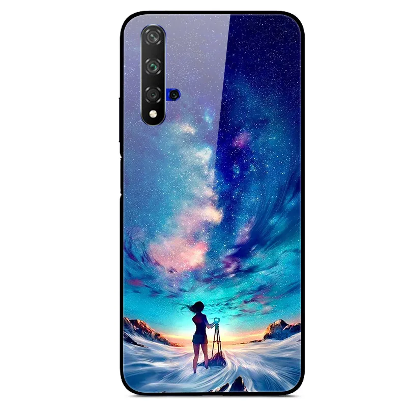 Светло-коричневый Чехол для huawei Honor 20, Жесткий Чехол из закаленного стекла с принтом, чехол для huawei Honor 20 Pro Lite Honor20 YAL-L21Cover Fundas - Цвет: Светло-коричневый