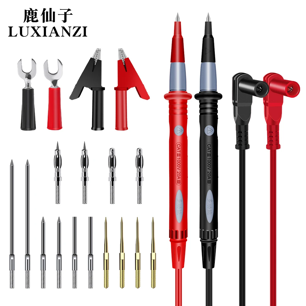 LUXIANZI Universal Probes for Multimeter 10pcs Replaceable Needles Silicone Multimeter Test Leads Kit Multi Meter Tester Pen 20A