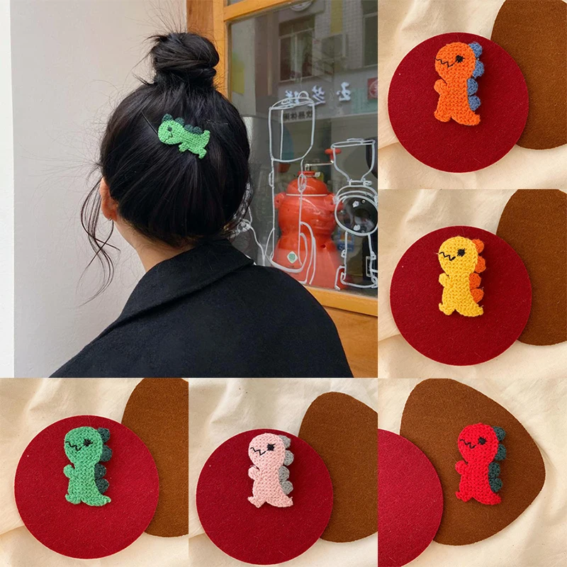 Милый мультяшный зажим для волос симпатичный тканевый маленький динозавр