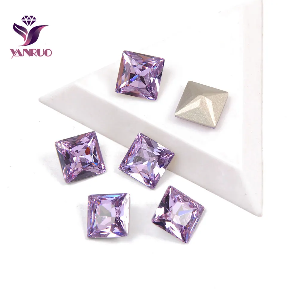 YANRUO 4447 фиолетовая принцесса квадратные блестящие драгоценные камни вшитые