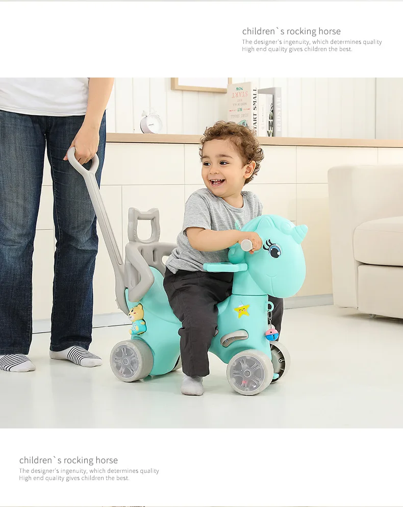 

Baby Multi-Functional Animal Rocking Horses Eco-Friendly Plastic Rocking Chairs Infant Walker Indoor Trojan Toys