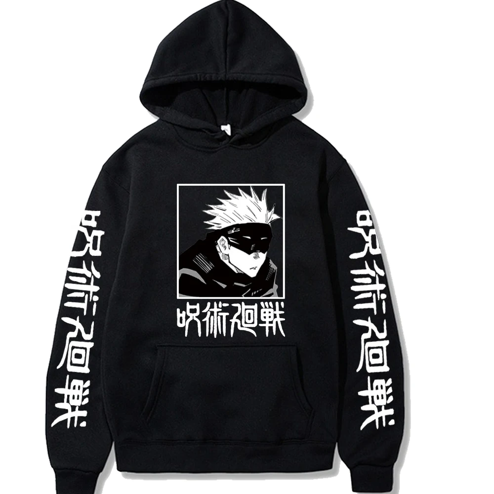 

Jujutsu Kaisen Japan Satoru Gojo Print Hoodies Unisex Loose Oversize Clothing Warm Fleece Sweatshirts Cartoons Casual Tracksuit