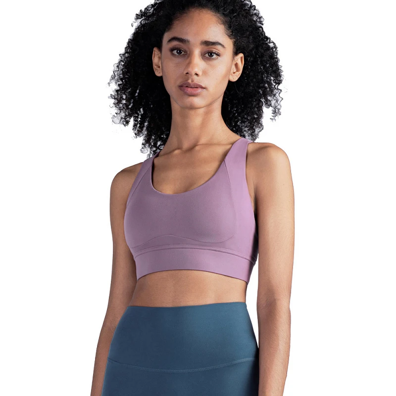 

2021 New Peach Chest Shockproof Fitness Underwear Sports Women Cross Beautiful Back Buckle Seamless Comfortable Yoga Bra