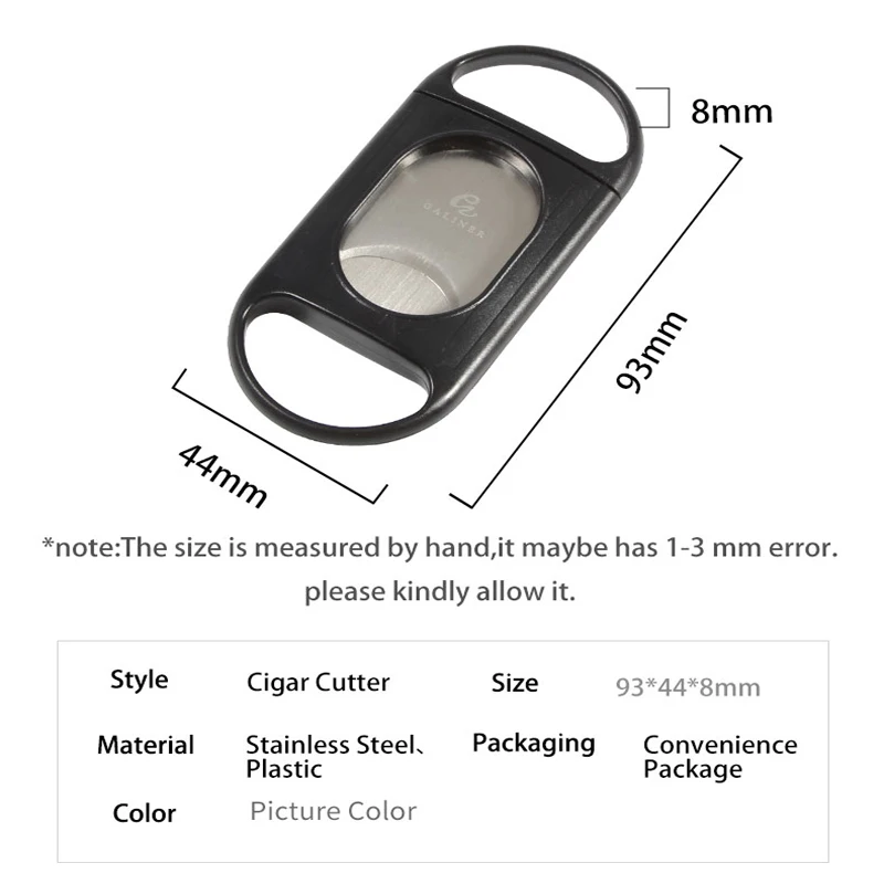 GALINER резак для сигар двойные лезвия аксессуары из нержавеющей стали Острый