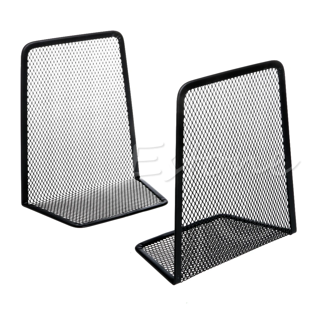 

1 Pair Metal Mesh Desk Organizer Desktop Office Home Bookends Book Holder Black