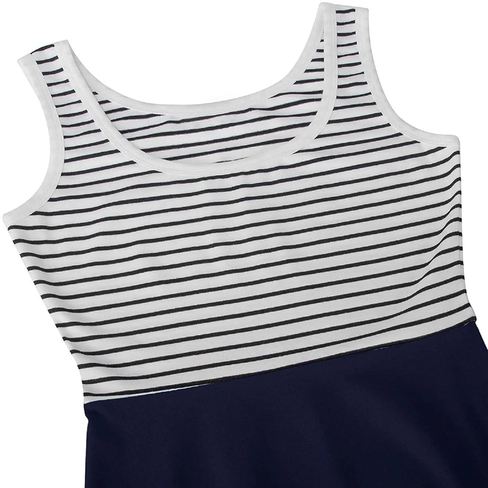 

2021 Printed Knit Dress Women's Stripe Printed Solid Color Stitching Summer Sexy Sleeveless Belt Beach Mid-length Dress Party