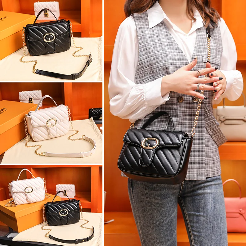 

Fashion Portable Women's Bag Autumn and Winter Lingge Embroidered Shoulder Bag Simple and Versatile Messenger Mobile Phone Bag
