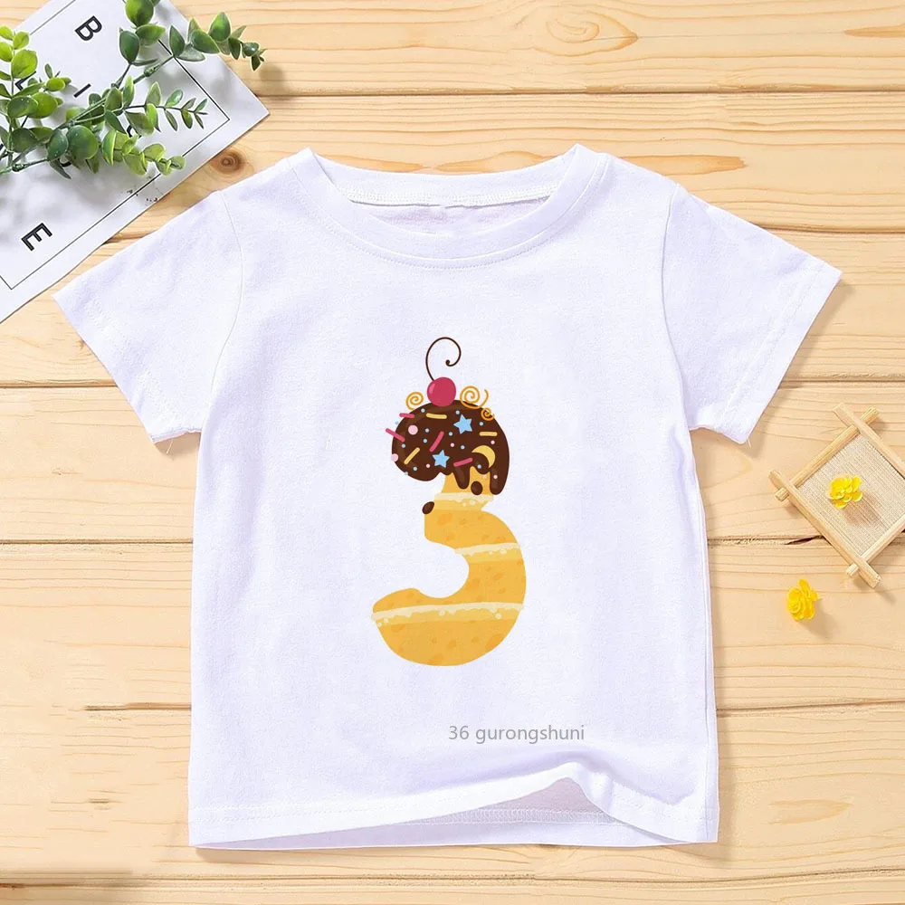 Футболка детская с коротким рукавом и принтом пончиков на возраст 2-9 лет | Детская