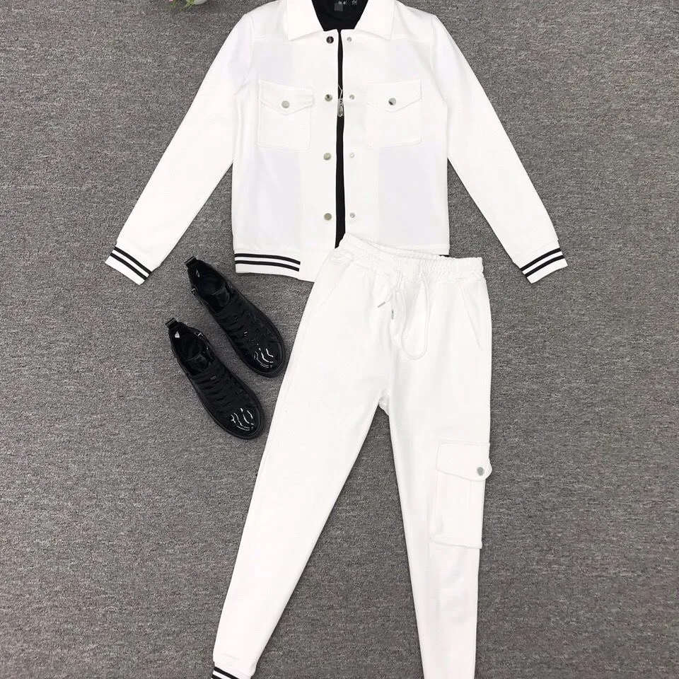 2021 new autumn and winter men's casual fashion suit couple slim long-sleeved trousers two-piece suit