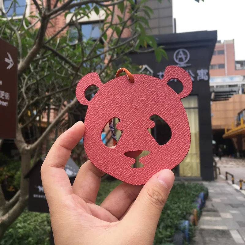 Luxury Cowhide Leather Animal Cartoon Panda keychain Women Handbag Backpack Accessories Bag Charm Porte Clef For Sale | Украшения и