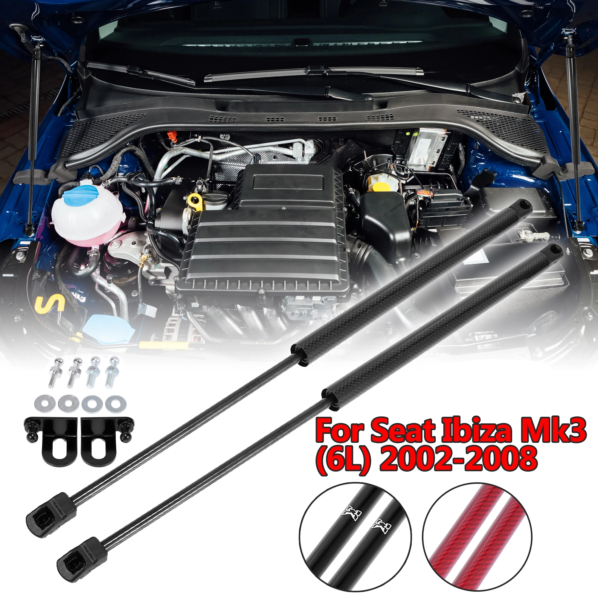 

1 пара, пружинный амортизатор из углеродного волокна для Seat Ibiza Mk3 (6L) 2002-2008