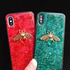 Блестящий Мягкий чехол из золотой фольги с мраморным 3D Пчелкой для xiaomi 10 11 Lite 11t A3 poco X3 redmi 9 9A 9C Note 7 8 9 k30 K40 pro, защитный чехол