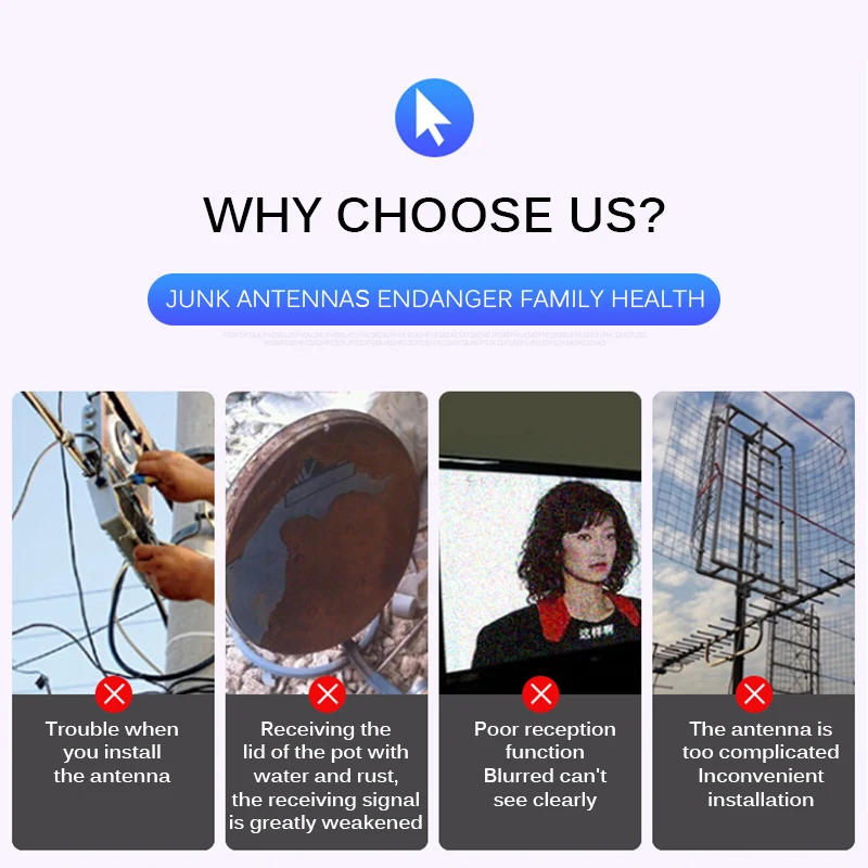 Уличная цифровая ТВ антенна с высоким коэффициентом усиления 150 миль 360 градусов