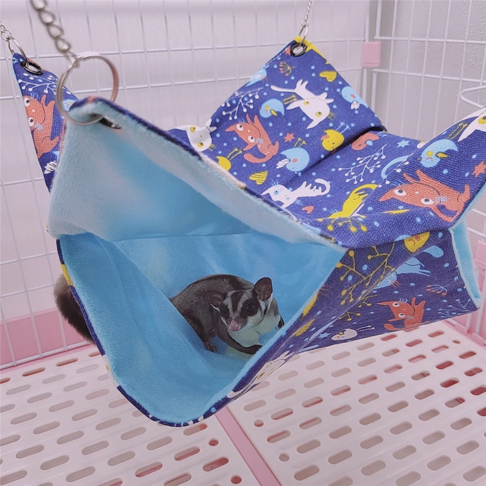 Canvas Summer Double-deck Hammock Cages Bed for Small Animals Pet Guinea Pig Hamster Squirrel Ferret Hedgehog | Дом и сад