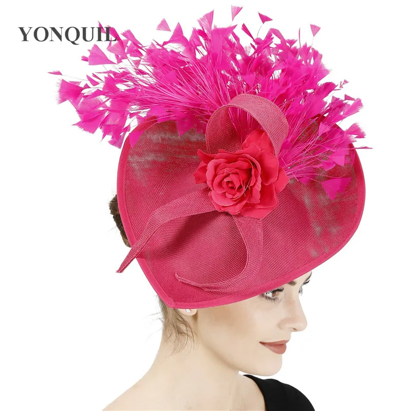 

Derby Fashion Big Millinery Fascinators Headband With Flower Party Tea Fedora Caps Gorgeous Ladies Women Wedding Chapeau Hats