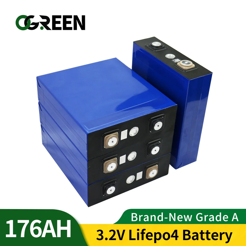 

Ogreen 3.2V Lifepo4 176AH 4-48PCS Brand NEW Lithium Iron Phosphate Battery Form Cell PackFor Solar System RV EU US Tax Free