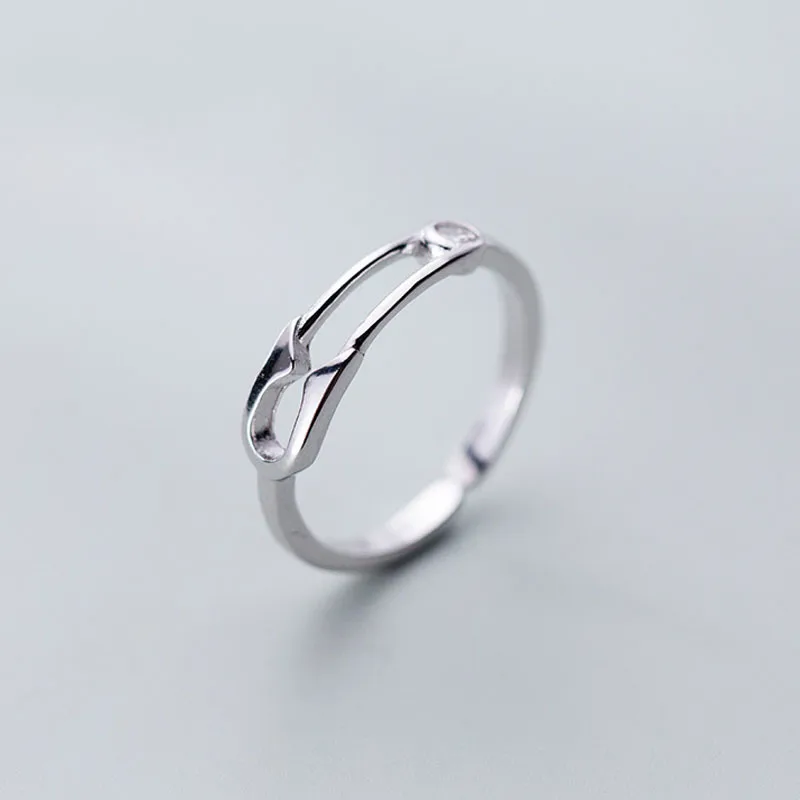 

Genuine 925 Sterling Silver Pin Ring Inlaid With Zircon Minimalism Fine Jewelry For Women Party Accessories 2019 Gift