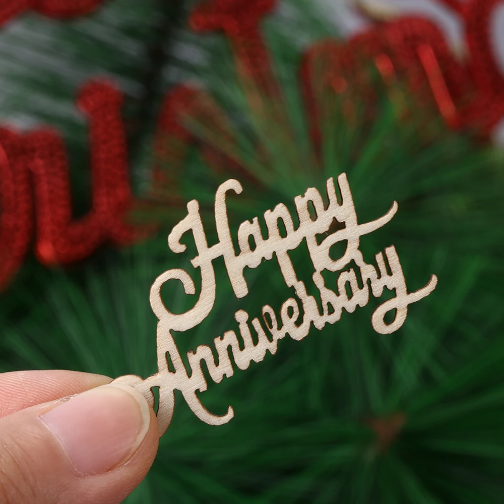 15 шт. лазерная вырезка на годовщину деревянные ломтики подвесные украшения