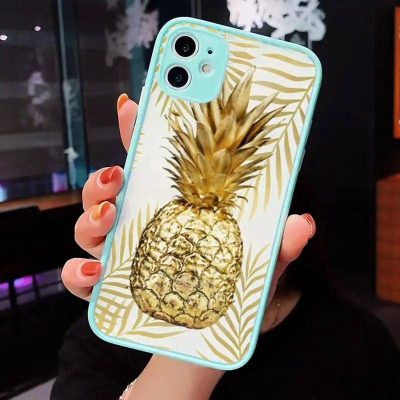 

Leaf Pineapple Phone Cases matte transparent For iphone 7 8 11 12 plus mini x xs xr pro max cover