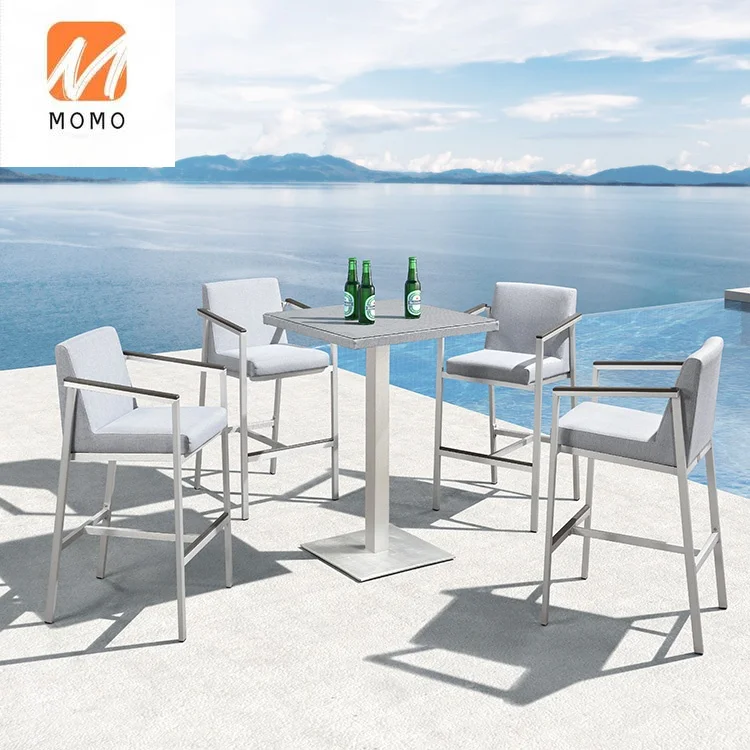 

Professional 2021 New Modern Tempered Glass Top Outdoor Bar Table Chairs for Hotel/resort High Quality and Durable Good Stuff