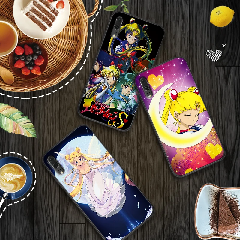 Сейлор Мун красивые девушки черные силиконовые чехлы для huawei Y6 Y7 Y9 Prime 2018 2019 Nova 2i 3 4