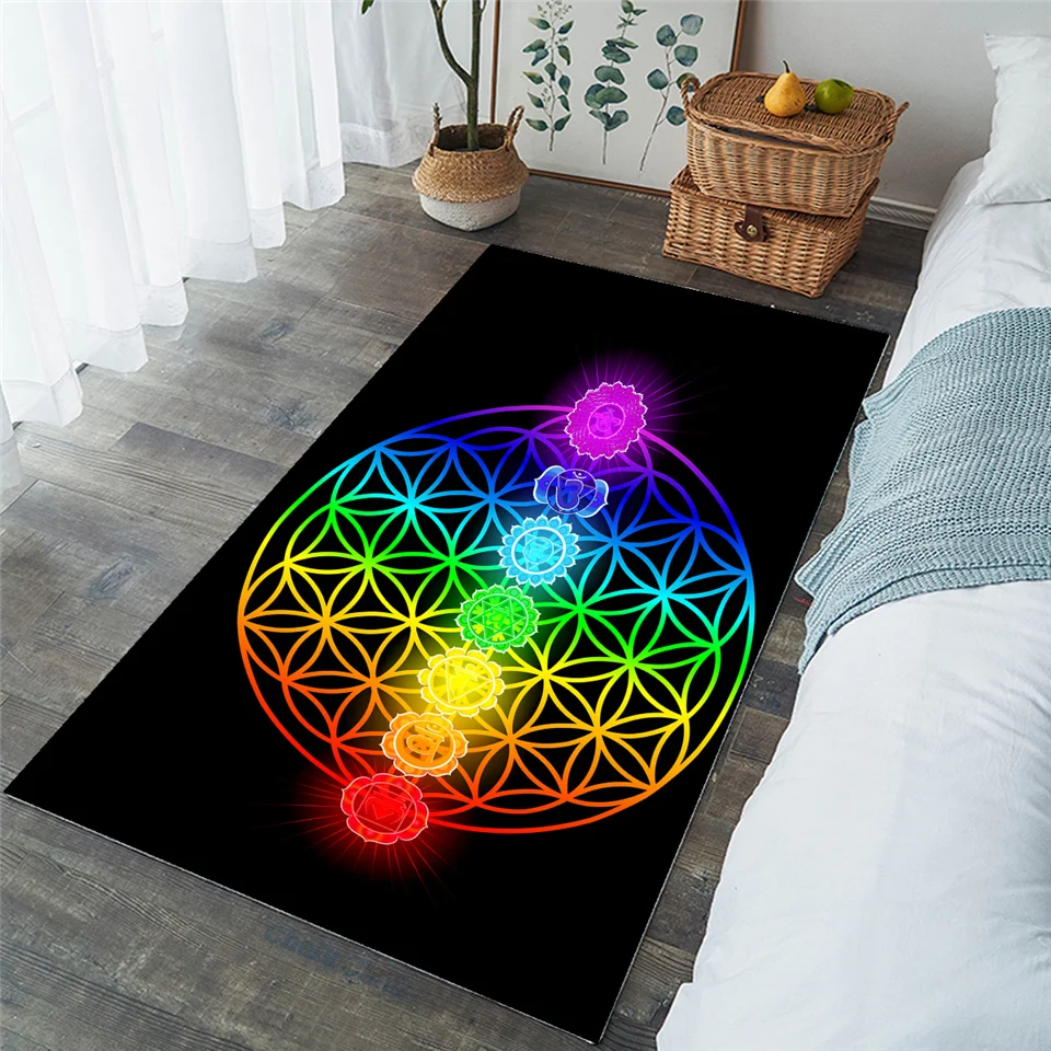 BeddingOutlet Chakra Large Carpet for Bedroom Colorful Living Room Rug Zen Theme Watercolor Area Decorative Star Art Mat | Дом и сад
