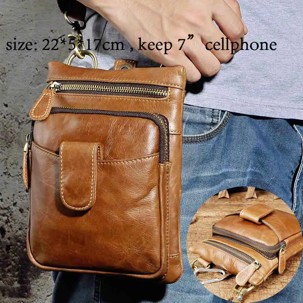6549 light brown Натуральная кожа Мужская многофункциональная дизайнерская маленькая сумка через плечо сумка на одно плечо модная поясная сумка на пояс чехол для сигарет 611-18 - Цвет: 6549 light brown